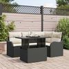 vidaXL Conjunto de sof&aacute; de jard&iacute;n 5 pcs Negro Rattan de Poli&eacute;ster