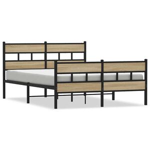 vidaXL Estructura de cama sin colch&oacute;n metal roble Sonoma 140x190 cm