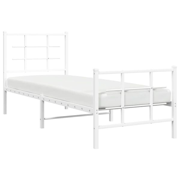 vidaXL Estructura cama sin colch&oacute;n con estribo metal blanco 75x190 cm
