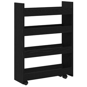 vidaXL Carro de Almacenamiento Estrecho Roble Negro 60 x 20 x 82 cm