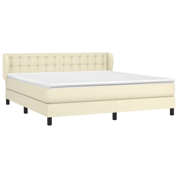 vidaXL Cama box spring con colch&oacute;n cuero sint&eacute;tico crema 180x200 cm
