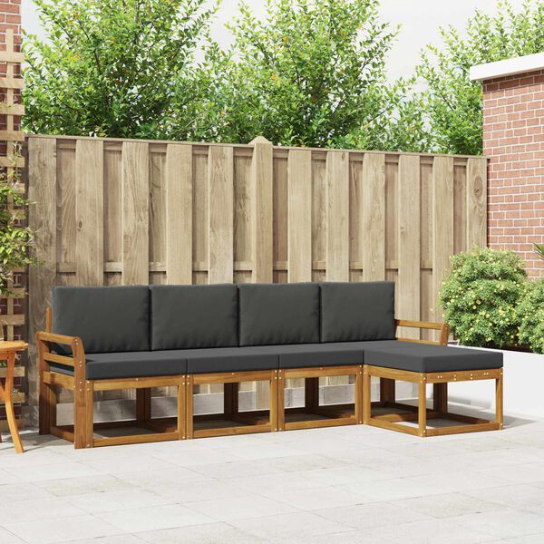 vidaXL Conjunto de sof&aacute;s de exterior 5 pcs Natural y Antracita