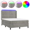 vidaXL Cama box spring colch&oacute;n y LED terciopelo gris claro 140x200 cm