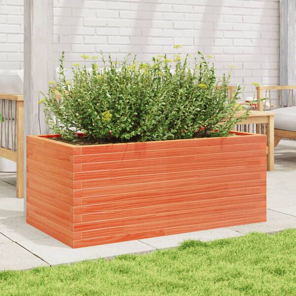 vidaXL Jardinera madera maciza de pino marr&oacute;n cera 110x60x45,5 cm
