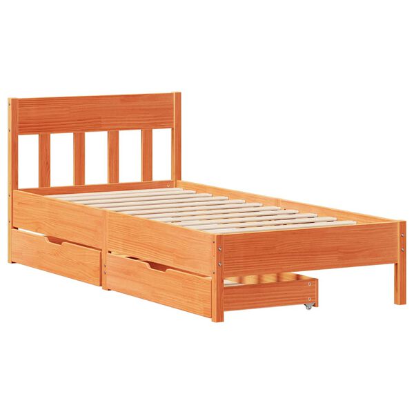 vidaXL Estructura de cama sin colch&oacute;n madera maciza marr&oacute;n 90x190 cm