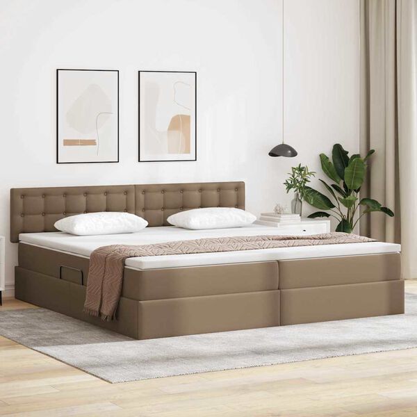 vidaXL Cama con almacenamiento y colch&oacute;n Capuchino 200 x 200 cm