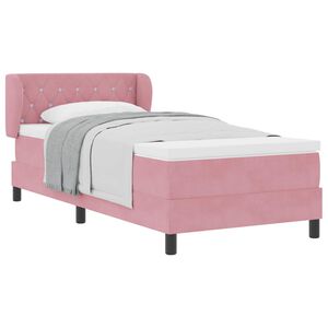 vidaXL Cama tipo Box Spring con colch&oacute;n Rosa 100 x 200 cm Terciopelo