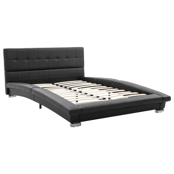 vidaXL Estructura de cama de cuero artificial negro 200x120 cm
