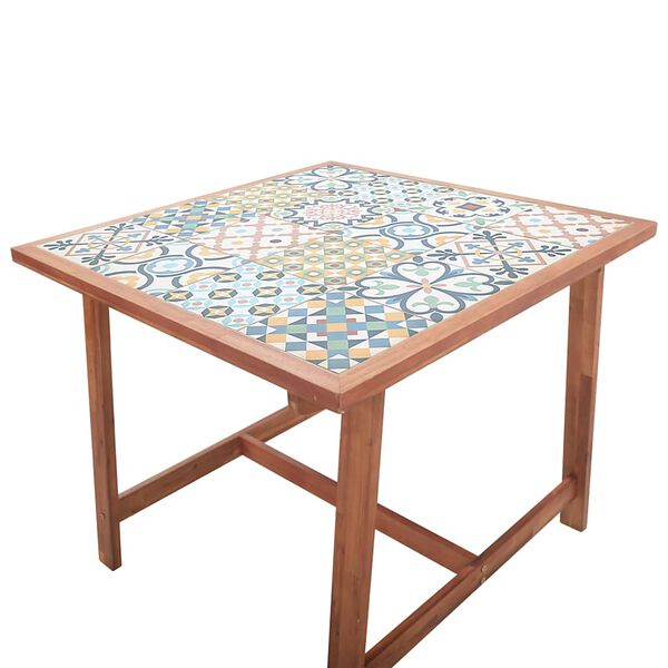 vidaXL Mesa de comedor de jard&iacute;n madera acacia superficie azulejos