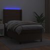 vidaXL Cama box spring y colch&oacute;n LED cuero sint&eacute;tico marr&oacute;n 90x190 cm
