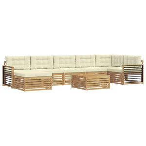 vidaXL Conjunto de sof&aacute;s de exterior 8 uds. Blanco y Crema