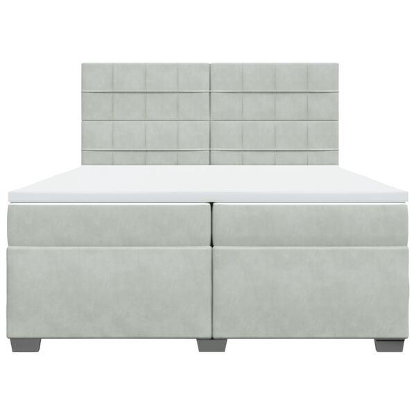 vidaXL Cama box spring con colch&oacute;n terciopelo gris claro 200x200 cm
