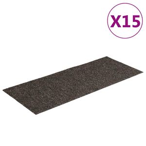 vidaXL Felpudos autoadhesivos para escaleras, 15 unidades, 60 x 25 cm, antracita, rectangulares