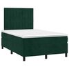 vidaXL Cama box spring colch&oacute;n y LED terciopelo verde oscuro 120x190cm