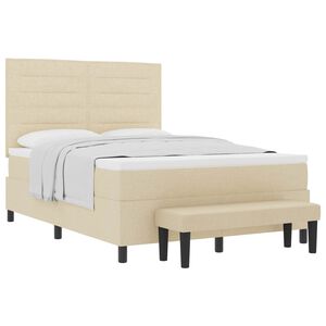 vidaXL Cama tipo Box Spring con colch&oacute;n Crema 140 x 200 cm tela