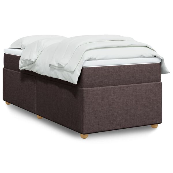 vidaXL Cama box spring con colchón tela marrón oscuro 90x190 cm