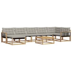 vidaXL Conjunto de sof&aacute;s de exterior 8 uds. Blanco y Gris Claro