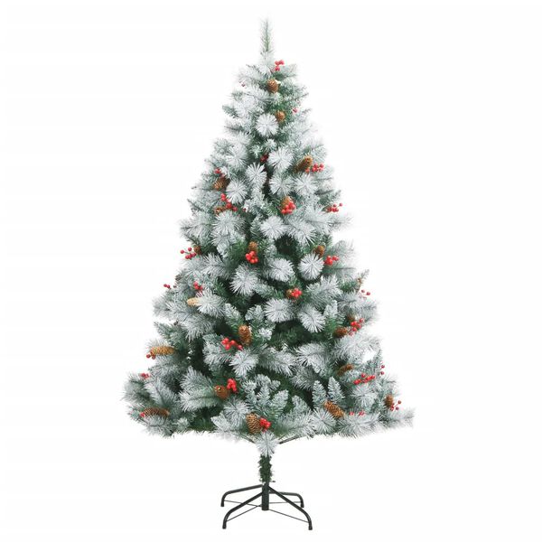 vidaXL &Aacute;rbol de Navidad artificial con pi&ntilde;as y bayas 210 cm