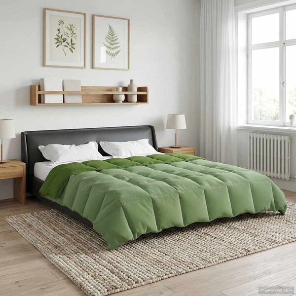 vidaXL Edred&oacute;n de Todo el A&ntilde;o Acolchado Verde 200 x 220 cm Microfibra