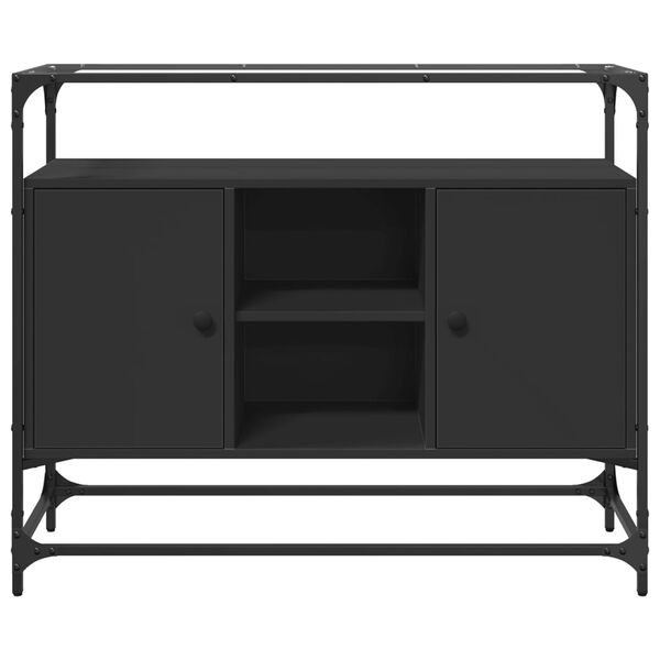 vidaXL Aparador tapa de cristal y madera ingeniería negro 98x35x81 cm