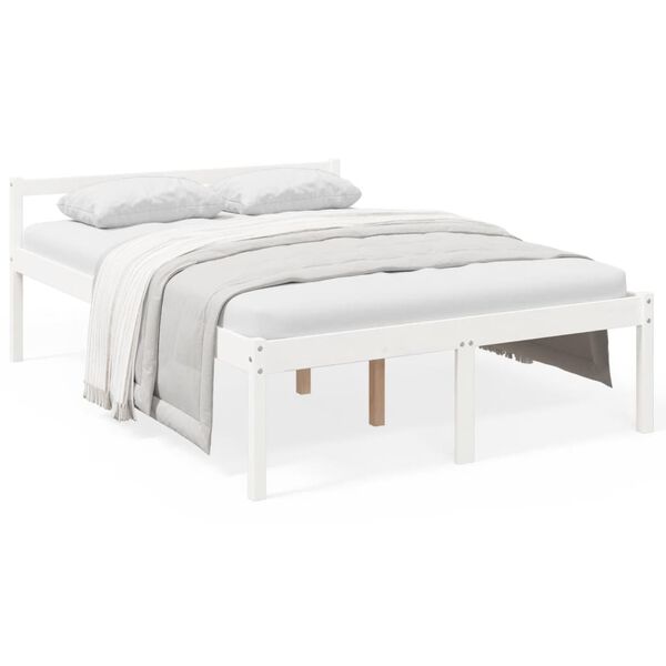 vidaXL Cama senior sin colch&oacute;n madera maciza de pino blanco 140x190 cm