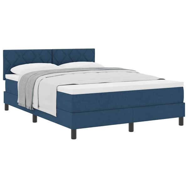 vidaXL Cama box spring con colch&oacute;n con colch&oacute;n Azul 140 x 190 cm tela