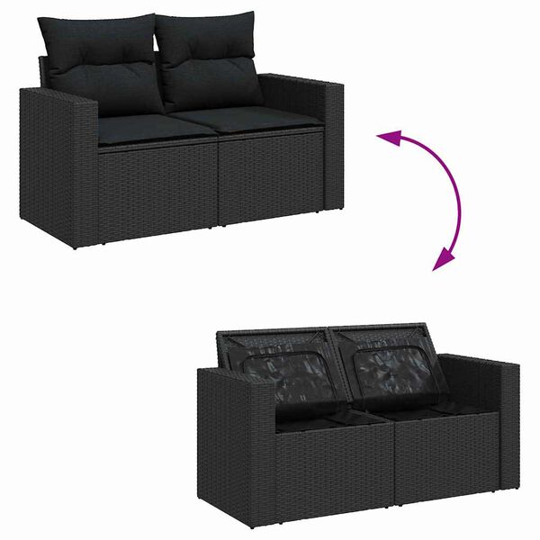 vidaXL Conjunto de sof&aacute;s de jard&iacute;n 13 pcs Negro rat&aacute;n sint&eacute;tico