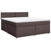vidaXL Cama box spring con colch&oacute;n tela marr&oacute;n oscuro 180x200 cm