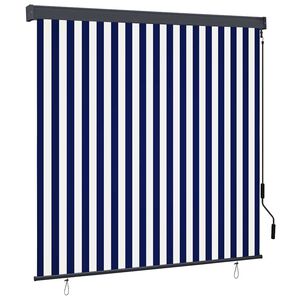 vidaXL Estor enrollable Azul y Blanco 180 x 250 cm Tela y Aluminio