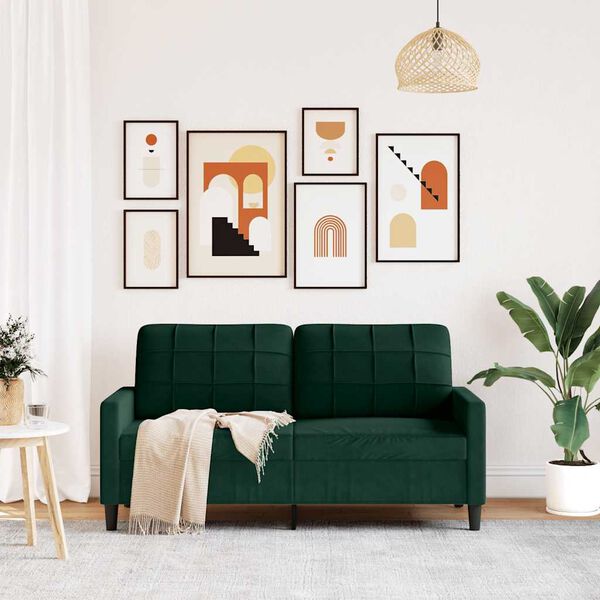 vidaXL Sof&aacute; de 2 plazas de terciopelo verde oscuro 140 cm