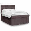 vidaXL Cama box spring con colch&oacute;n tela marr&oacute;n oscuro 140x190 cm