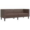 vidaXL Sof&aacute; Chesterfield de 3 plazas cuero artificial marr&oacute;n