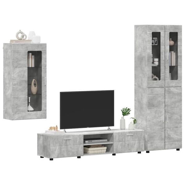 vidaXL Conjunto de mueble de TV con caj&oacute;n FLORIN Gris Concreto