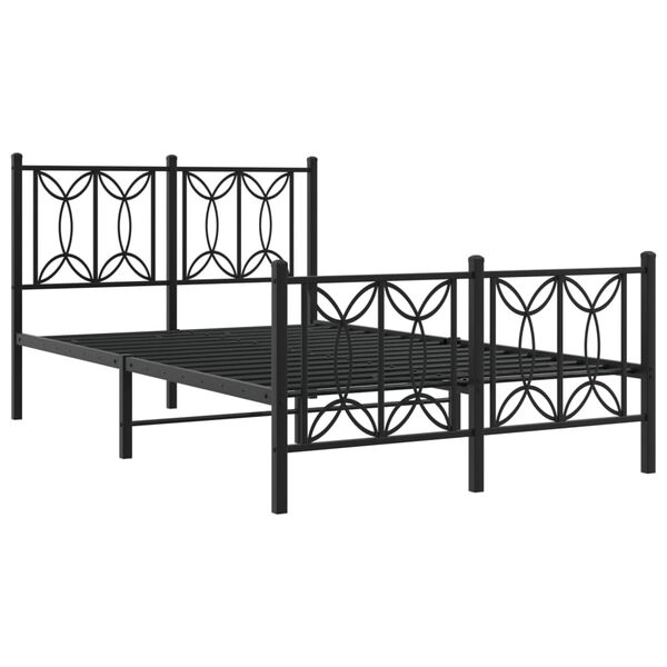 vidaXL Estructura cama sin colch&oacute;n con estribo metal negro 120x190 cm