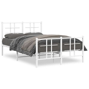 vidaXL Estructura cama sin colch&oacute;n con estribo metal blanco 120x200 cm