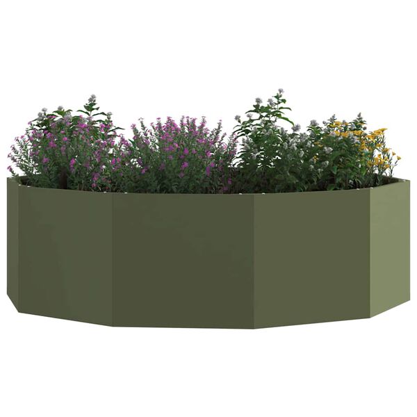 vidaXL Jardinera Verde Oliva 120 x 120 x 35 cm Acero