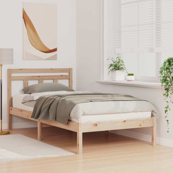 vidaXL Estructura de cama Marrón 90 x 200 cm Madera de pino macizo