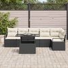 vidaXL Conjunto de sof&aacute; de jard&iacute;n 7 pcs Negro Polirat&aacute;n