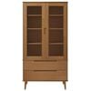 vidaXL Mueble vitrina MOLDE madera maciza de pino marr&oacute;n 90x35x175 cm