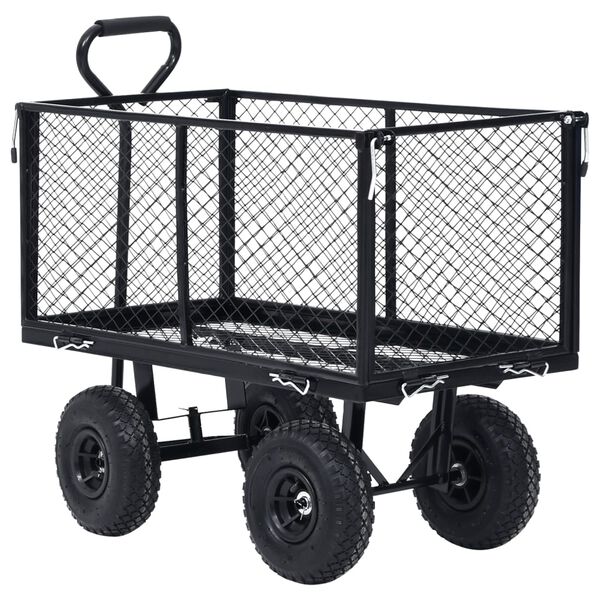 vidaXL Carrito de mano de jardín negro 350 kg