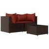 vidaXL Set muebles de jard&iacute;n 3 piezas y cojines rat&aacute;n sint&eacute;tico marr&oacute;n