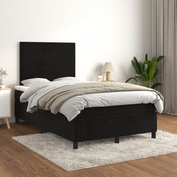 vidaXL Cama box spring con colch&oacute;n terciopelo negro 120x190 cm