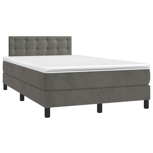 vidaXL Cama box spring con colch&oacute;n terciopelo gris oscuro 120x200 cm
