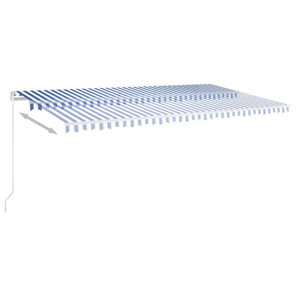 vidaXL Toldo retr&aacute;ctil autom&aacute;tico con postes azul y blanco 6x3 m