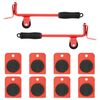 vidaXL Ruedas para muebles (8 unidades, con elevadores), color rojo, 9,8 x 7,5 x 3 cm, 150 kg