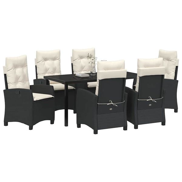 vidaXL Conjunto de Comedor de Jard&iacute;n 7 pcs Negro rat&aacute;n sint&eacute;tico