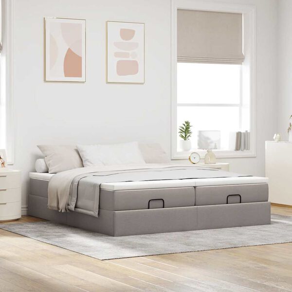 vidaXL Estructura de cama otomana colchones tela gris pardo 160x200cm