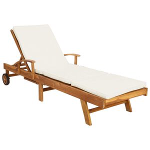 vidaXL Tumbona con coj&iacute;n Madera de teca maciza Marr&oacute;n y crema