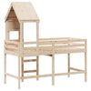 vidaXL Cama alta con escalera y techo madera maciza de pino 90x190 cm