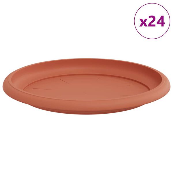 vidaXL Bandeja Redonda para Flores 24 pcs Rojo Ladrillo &Oslash; 14 x 2 cm